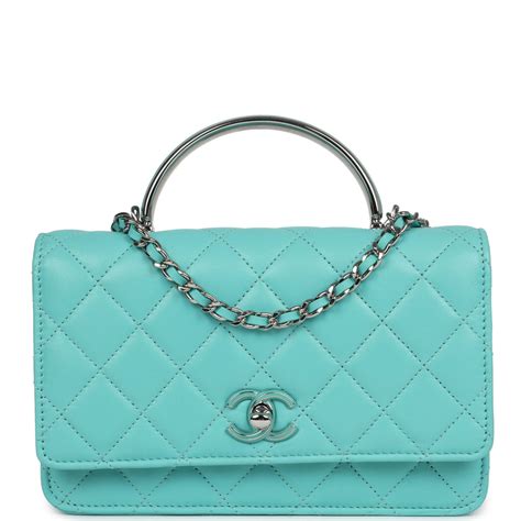 chanel wallet on chain turquoise|Chanel Top Handle Wallet On Chain WOC Turquoise Lambskin .